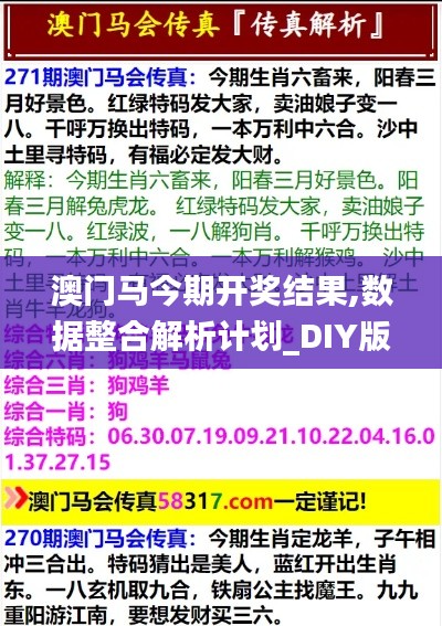 澳门马今期开奖结果,数据整合解析计划_DIY版ZRN7.18