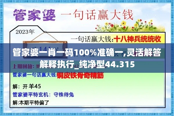 管家婆一肖一码100%准确一,灵活解答解释执行_纯净型44.315