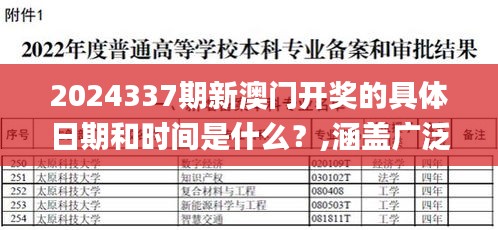 2024337期新澳门开奖的具体日期和时间是什么？,涵盖广泛的说明方法_升级版7.777-4