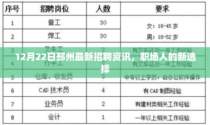 12月22日邳州最新招聘资讯，职场人的新选择之地